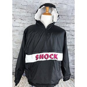 Charles Rivers Mens Black Shock Windbreaker Jacket Pullover Black Pink Large Vtg